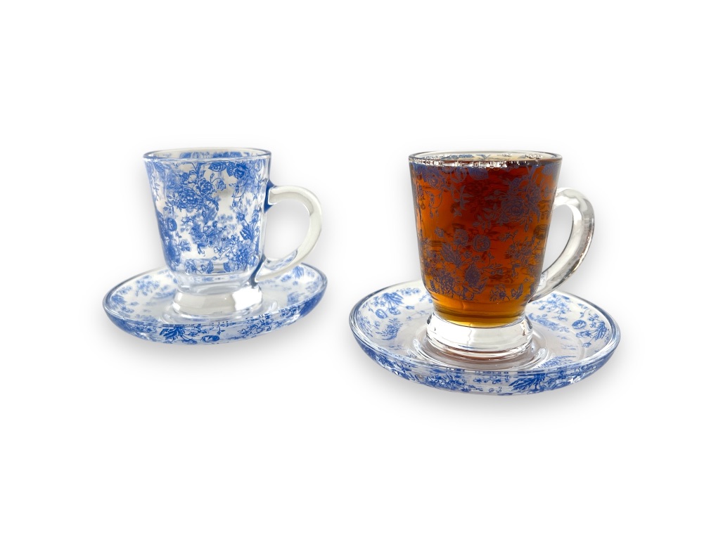 GA-357 TEA CUP & SAUCER SET NEW BLUE FLOWER