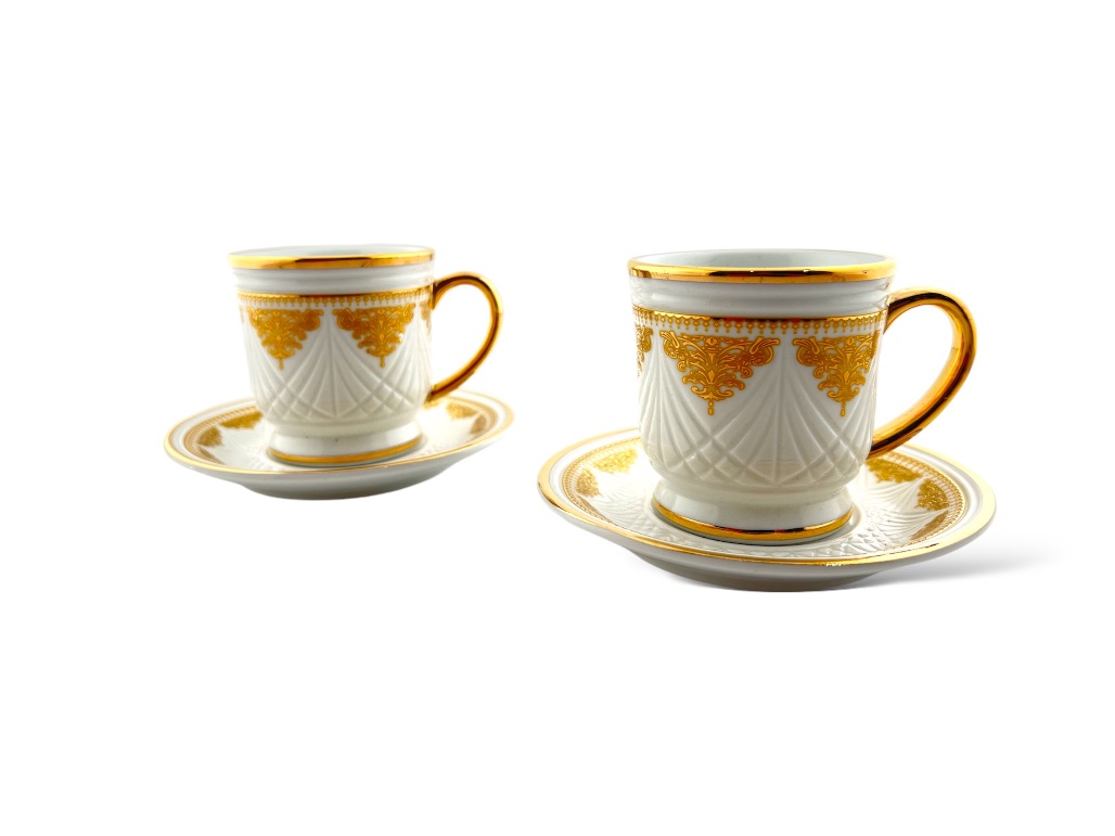 PR112-MKDG MILK CUP & SAUCER CRYSTAL CUT W/DESIGN