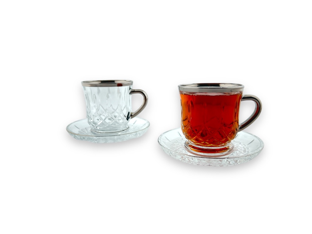 GL110-MKTS MILK CUP & SAUCER SET SILVER LINE