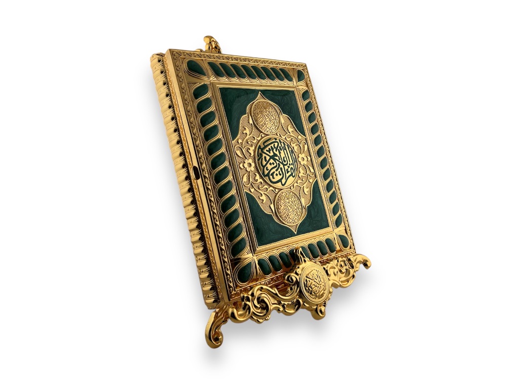 AMG-JB-378LE GREEN QURAN BOX WITH HOLDER