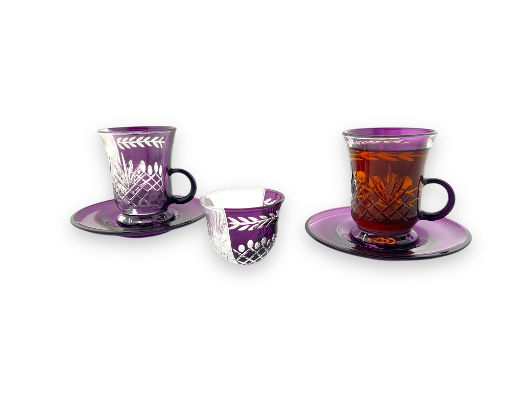 CAN 902, 18 PCS, DECOR 3, PURPLE, 18 PCS GLASS SET