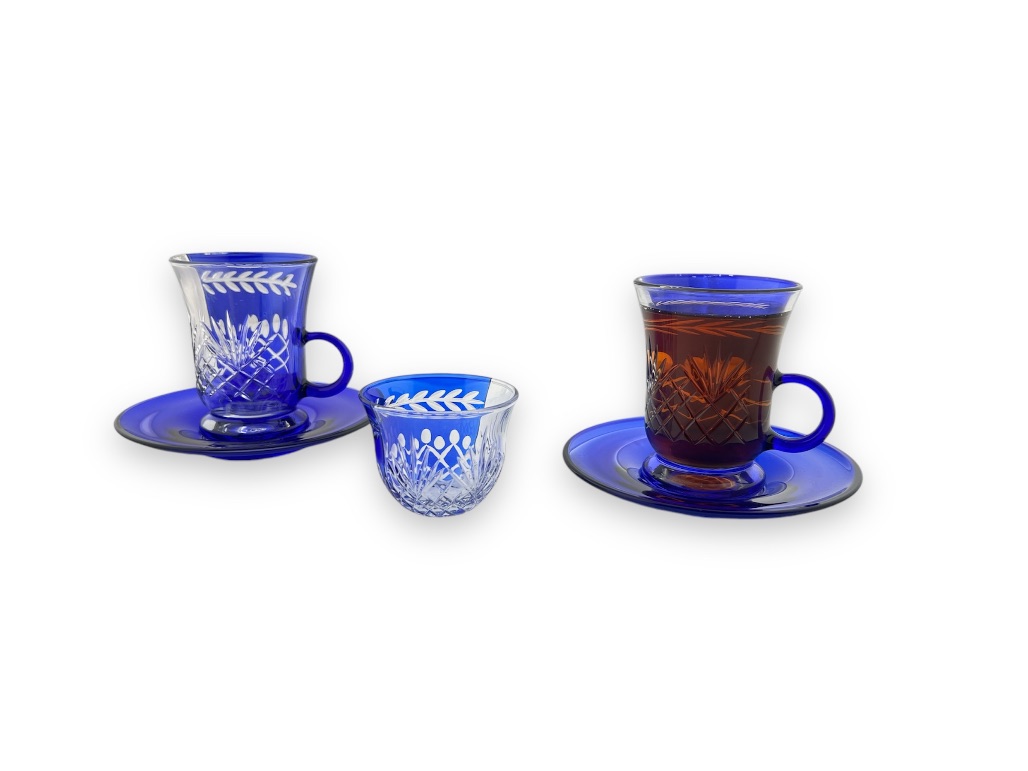 CAN 902, 18 PCS, DECOR 3, BLUE, 18 PCS GLASS SET