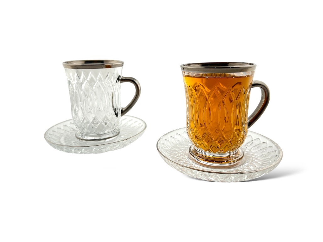 GL113-ITS TEA CUP & SAUCER SET SILVER LINE