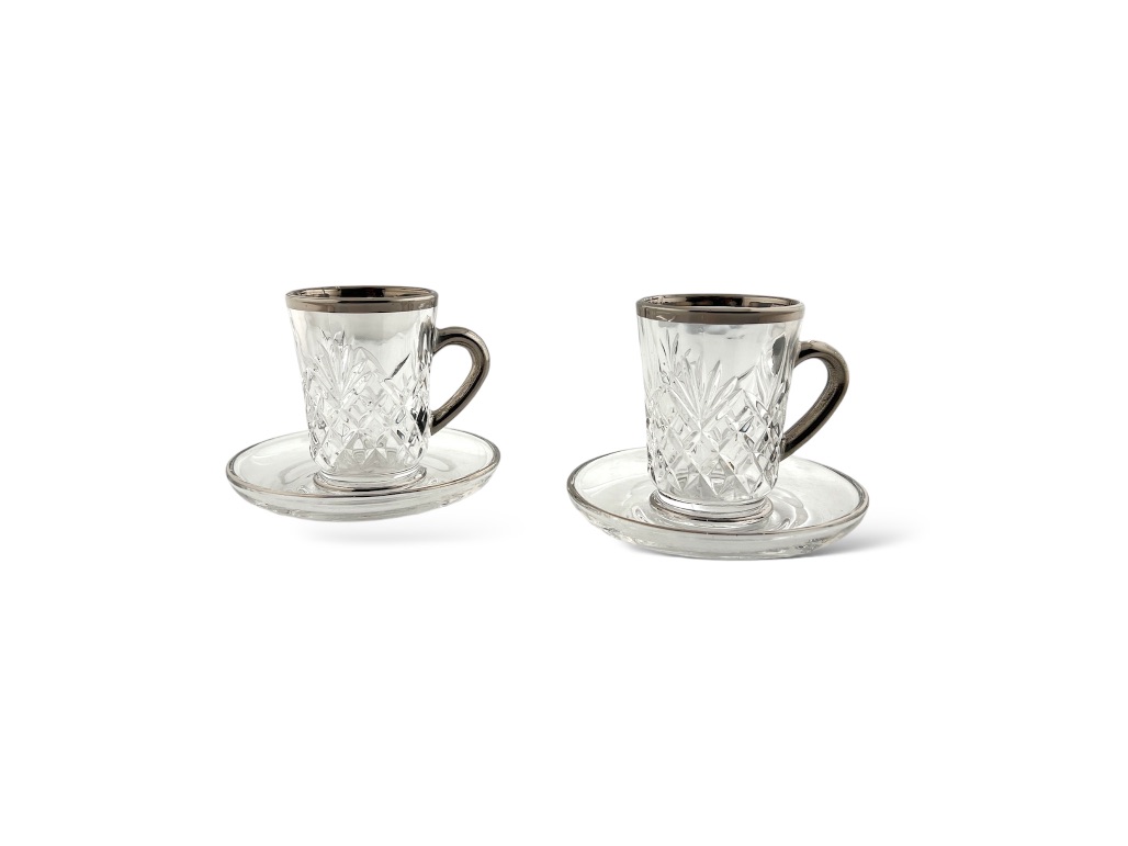 TEA CUP AND SAUCER SET (SILVER LINE) GL103-ITS