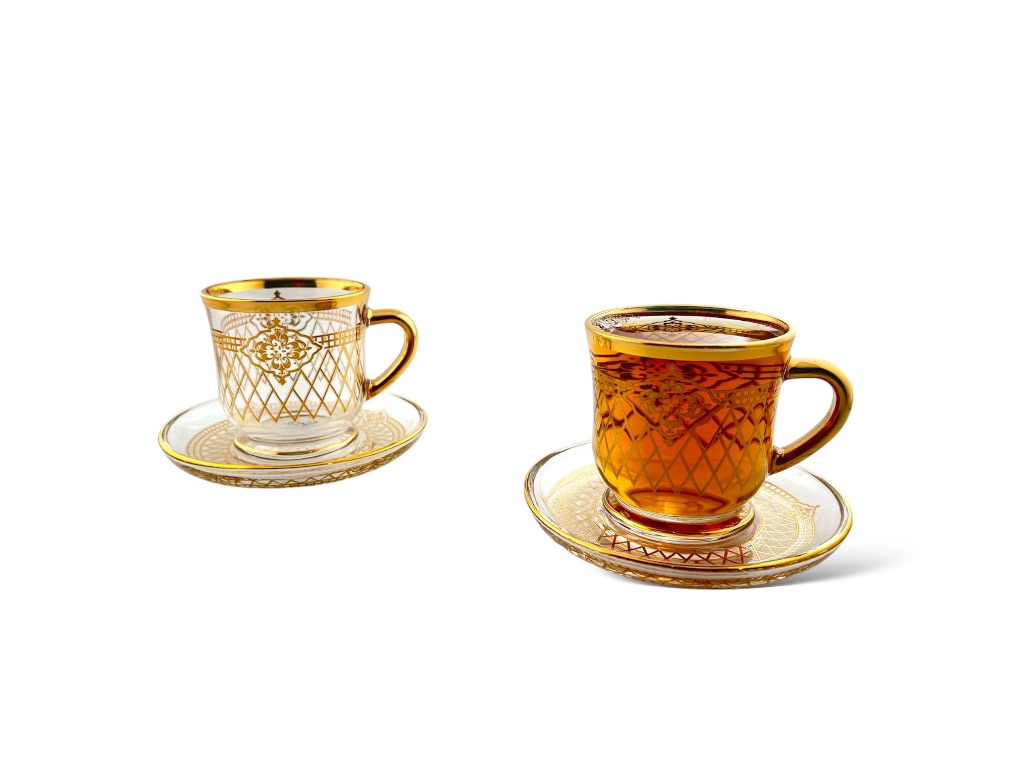 GL216-MKTG MILK CUP & SAUCER SET GOLDEN