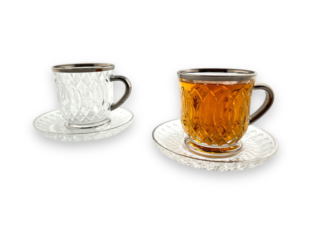 GL113-MKTS MILK CUP & SAUCER SET SILVER LINE