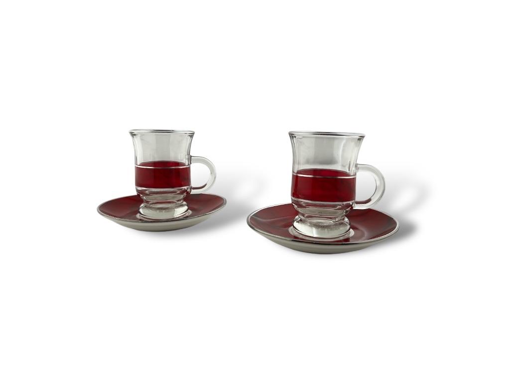 TS-RMS TEA SET MARBLE RED SILVER