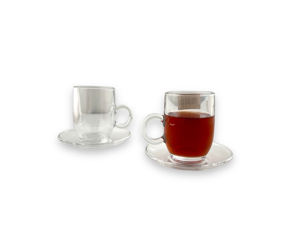 KTZB316-6+6 12PCS MUG SAUCER CLEAR GLASS