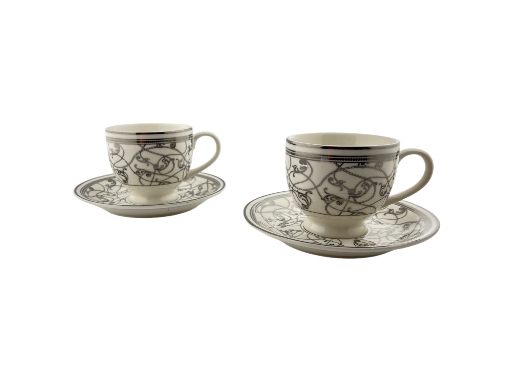 CH1965-S MILK CUP & SAUCER SET SILVER DESIGN