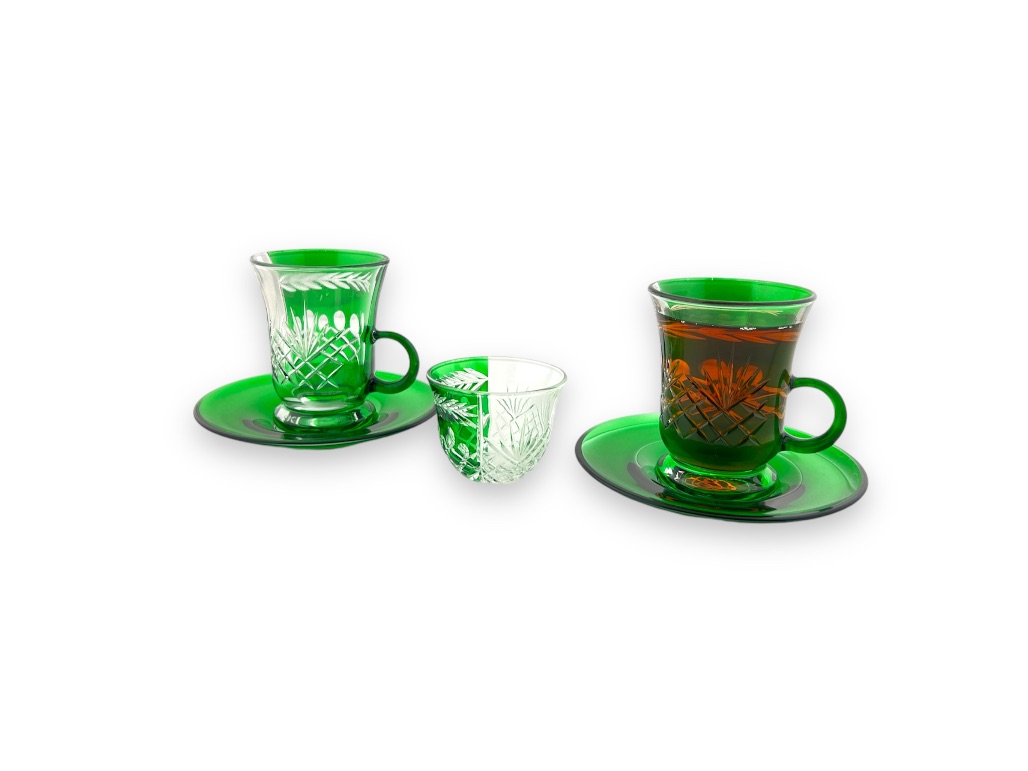 18 PCS, DECOR 3, GREEN, 18 PCS GLASS SET