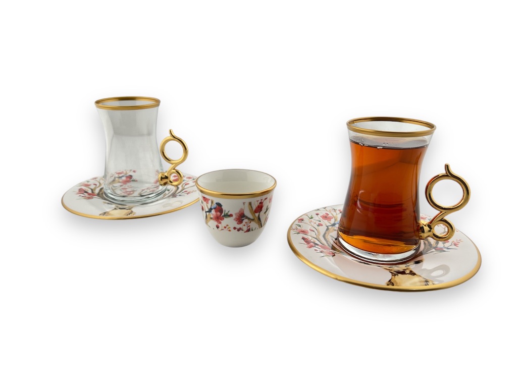 10442 - SET OF 18PCS TEA CUP(6),TEA SAUCER(6), COFFEE CUPS(6)