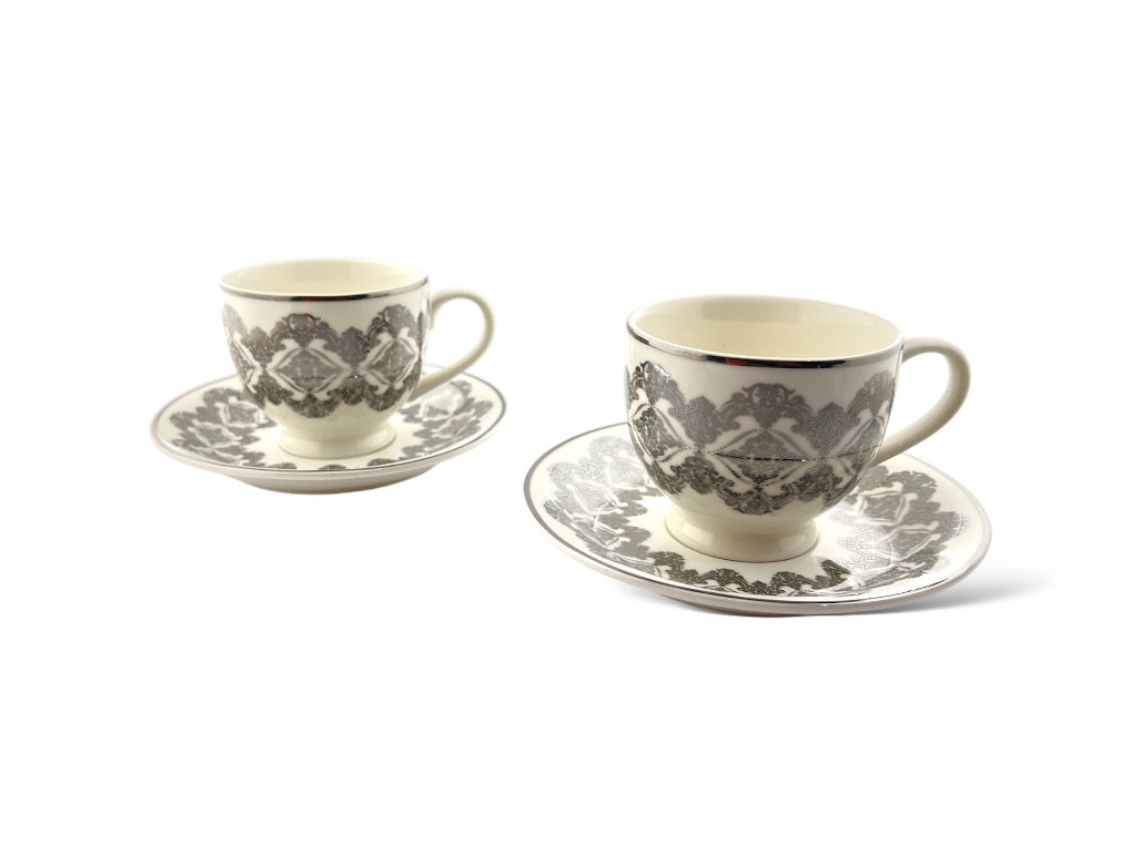 CH1963-S MILK CUP & SAUCER SET SILVER DESIGN