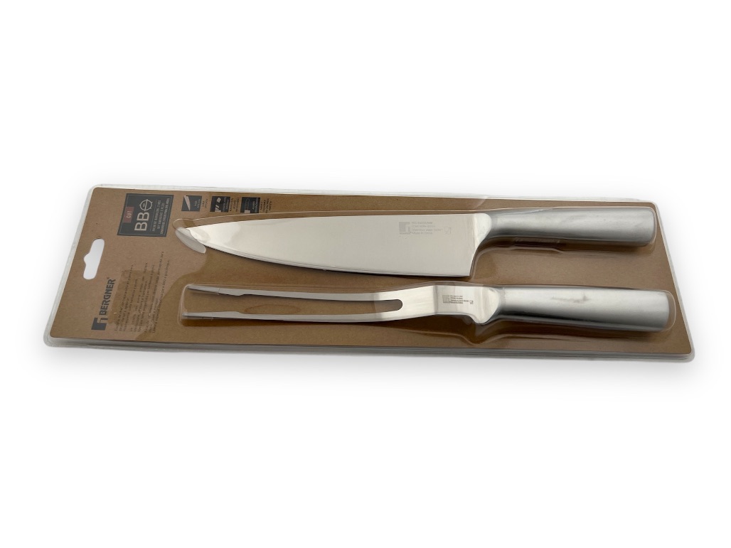 BG40220MM BERGNER BBQ 2PC SET KNIFE+MEAT FORK