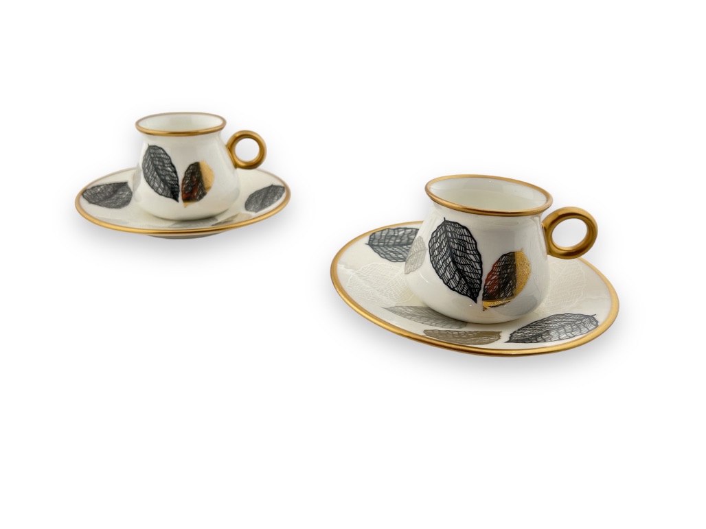 GLZ 110, LEAF, GOLD, TURKISH COFFEE SET FOR  6