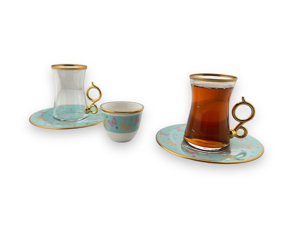 10448- SET OF 18PCS TEA CUP(6),TEA SAUCER(6), COFFEE CUPS(6)