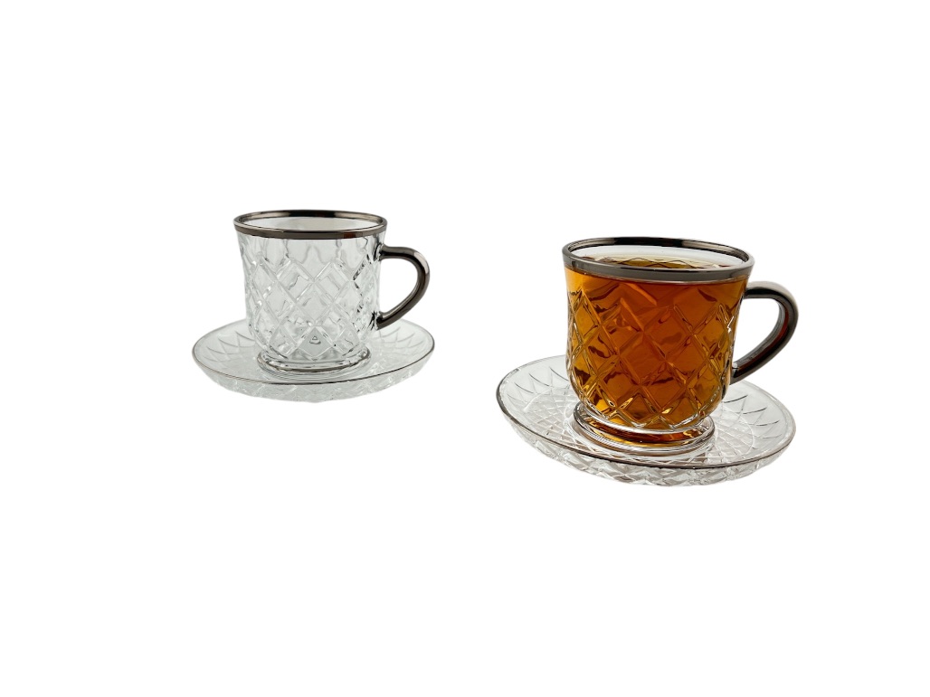 GL111-MKTS MILK CUP & SAUCER SET SILVER LINE