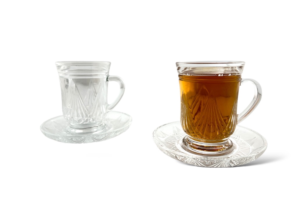 GL112-IT TEA CUP & SAUCER SET CLEAR