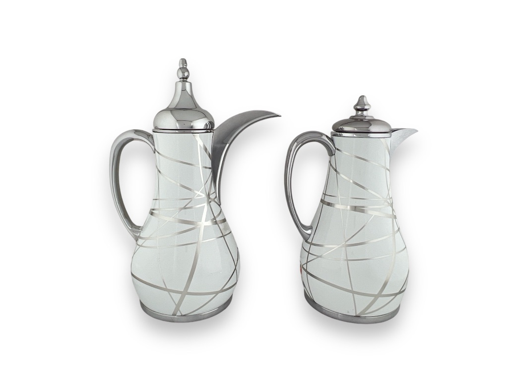 NADT-WHSS FLASK SET OF 2PCS NEW LINE WHITE SILVER