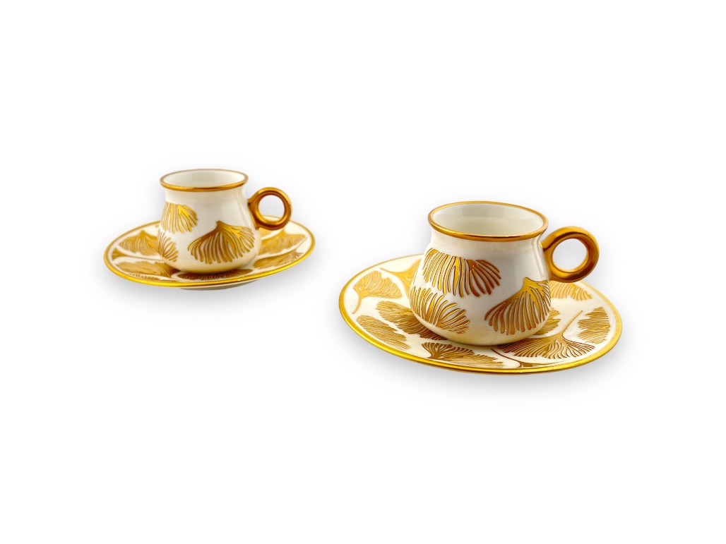 GLZ 110, GINKO, GOLD, TURKISH COFFEE SET FOR  6